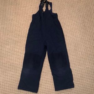 LLBean Kids Snow Buster Bibs with reinforced knees and bottom. Size 6x-7. Blue.